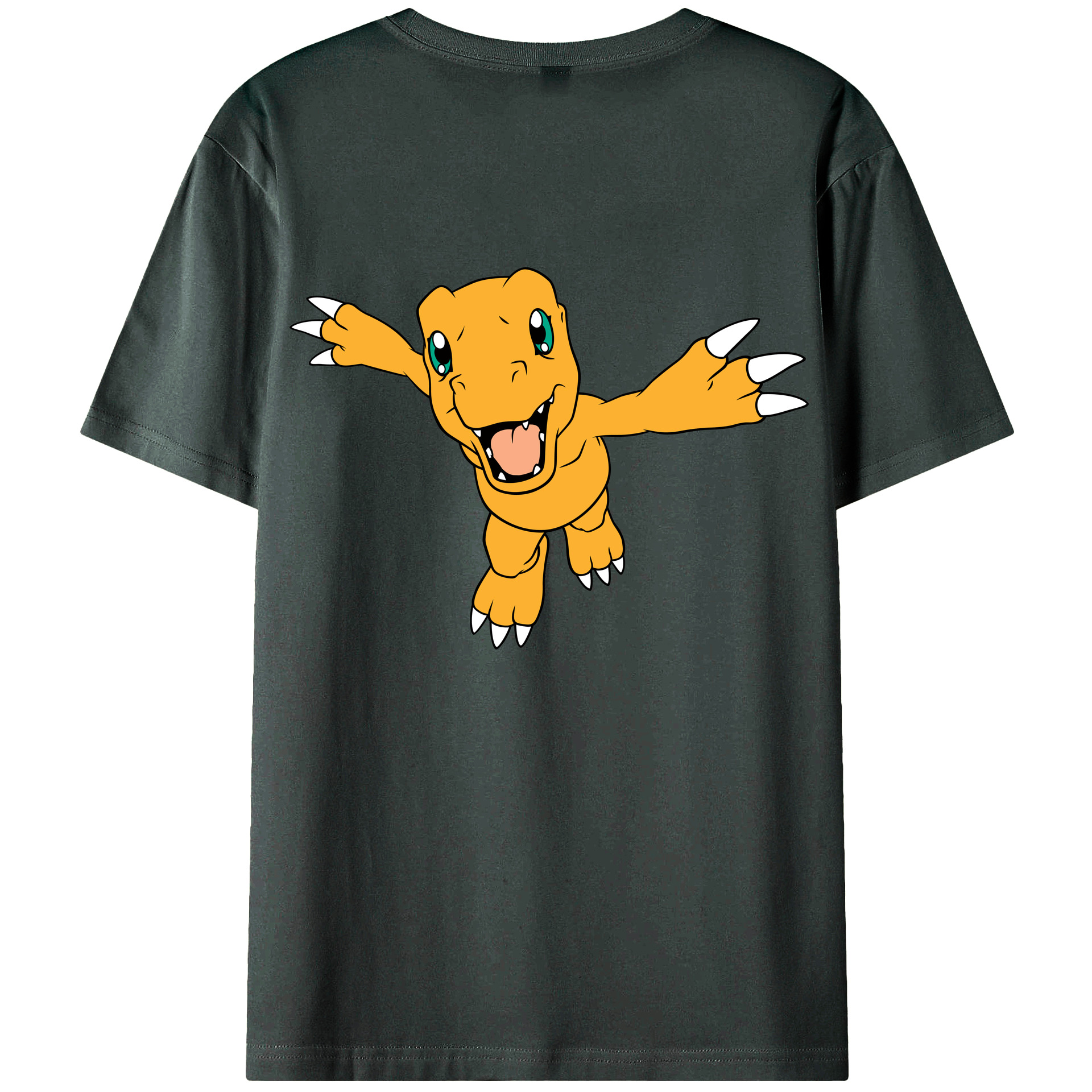 （画像用） Digimon デジタルモンスター/デジモン 綿100％ メンズ半袖Tシャツ（バックプリント） 通気性